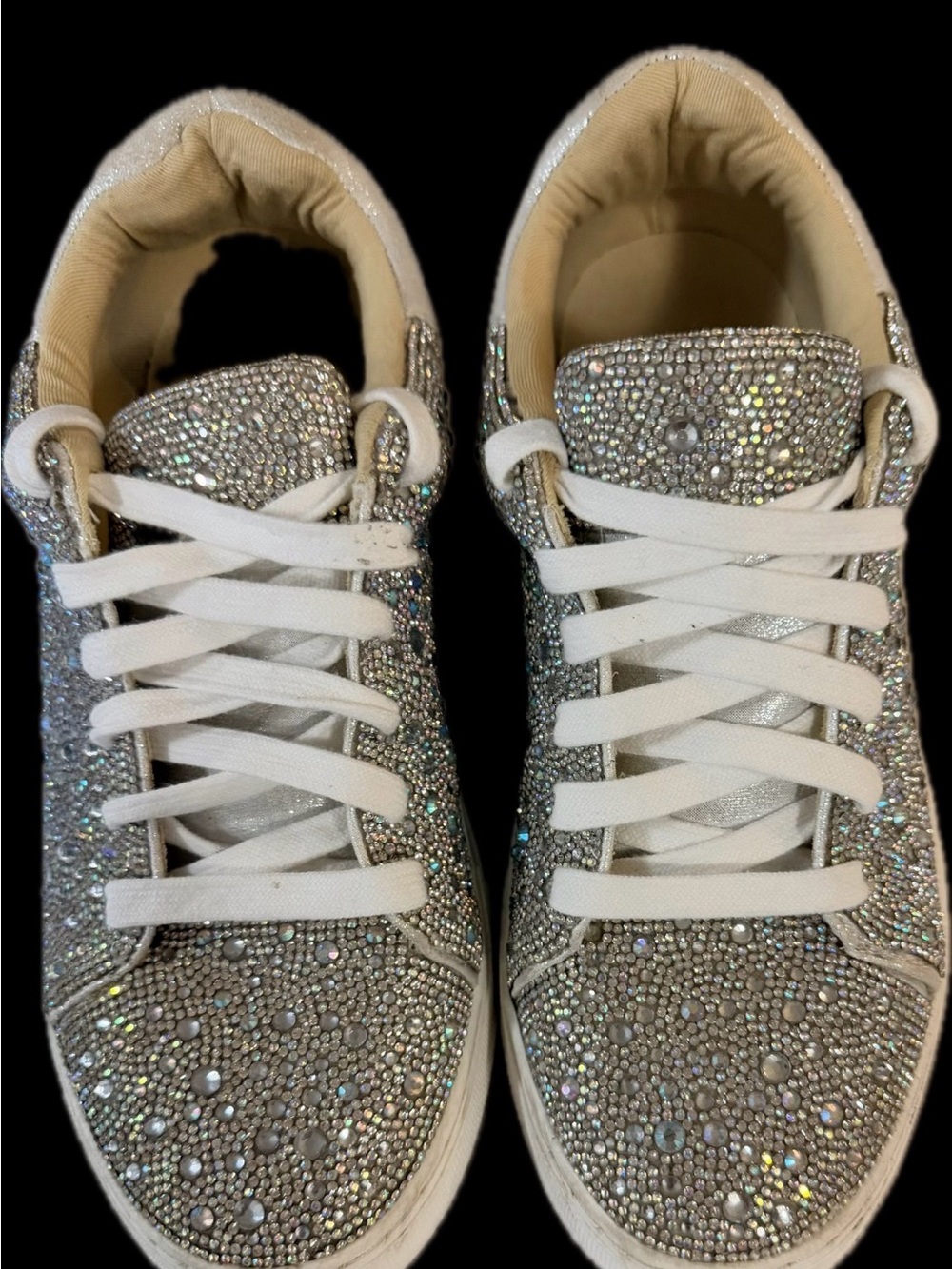Betsey Johnson Silver Crystal Embellished Women's Sneakers
